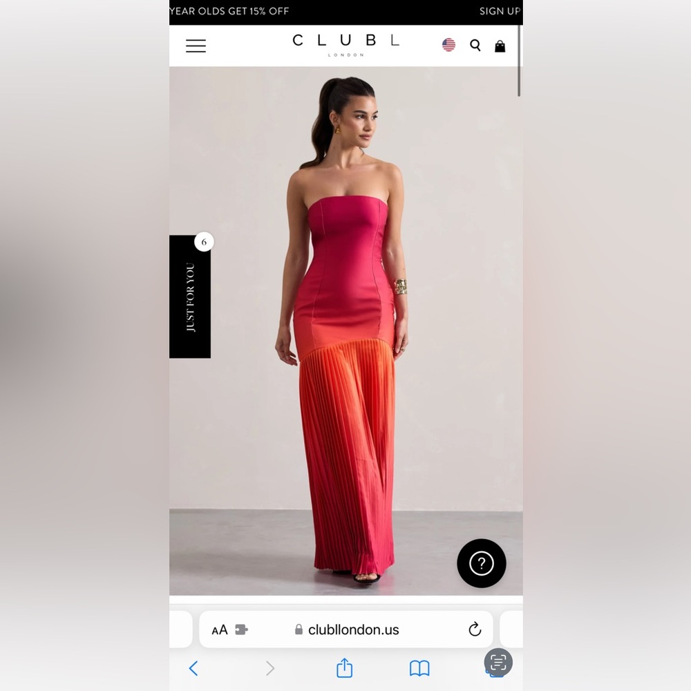 Elegant Women's Pink and Orange Ombré Strapless Dress